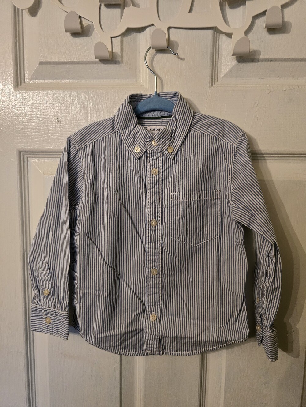 Carter's Blue and White Pinstripe Button-Down Shirt